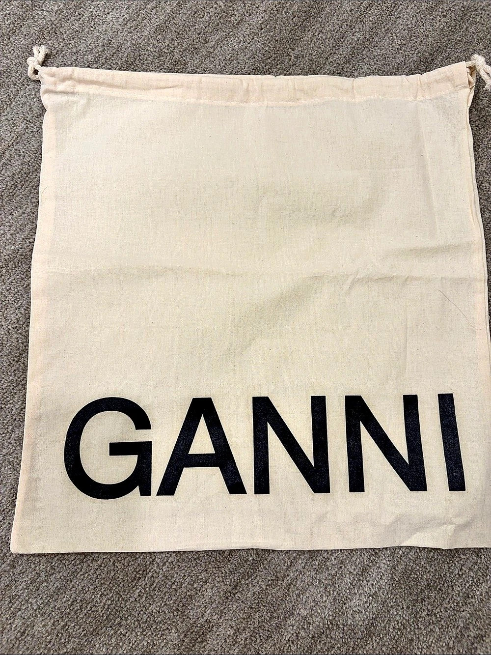 GANNI Logo Cotton Dust Bag, Cream